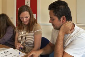 Two Students Learning English in School